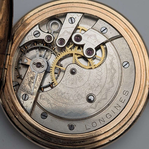 1912年頃 アンティーク ロンジン 懐中時計 金張りハンターケース Cal18.50 動作良好