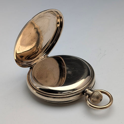 1910年代 英国アンティーク ラッセル 懐中時計 金張りハンターケース 動作良好