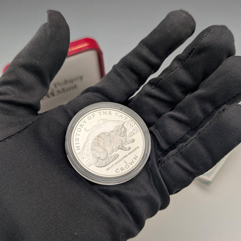 英国マン島 クラウン銀貨 「猫の歴史:ヨーロッパヤマネコ」PobjoyMint ケース・説明書付