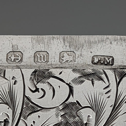 1896年 英国アンティーク スクロール装飾 純銀製カードケース 55g Frederick Marson