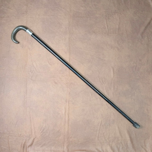 1902年英國古董黑軸牛角柄純銀裝飾手杖,長90厘米