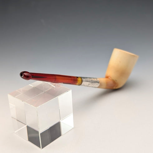 古董英國純銀海泡石煙鬥,附煙盒