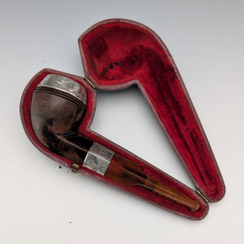 1894年英國古董純銀煙鬥,附煙盒