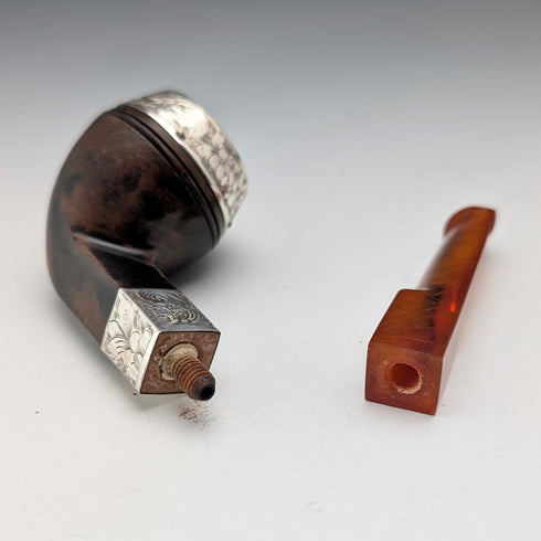 1894年英國古董純銀煙鬥,附煙盒