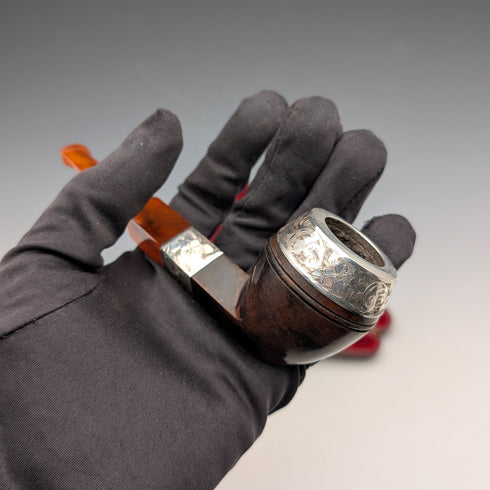 1894年英國古董純銀煙鬥,附煙盒