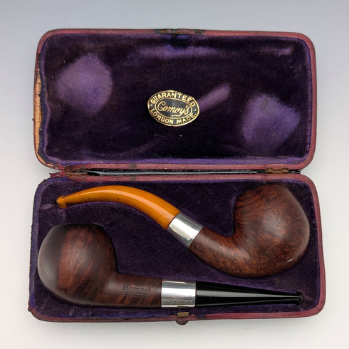 Early 20th Century British Antique Sterling Silver Estate Pipe Pair by Comoys, Case Included