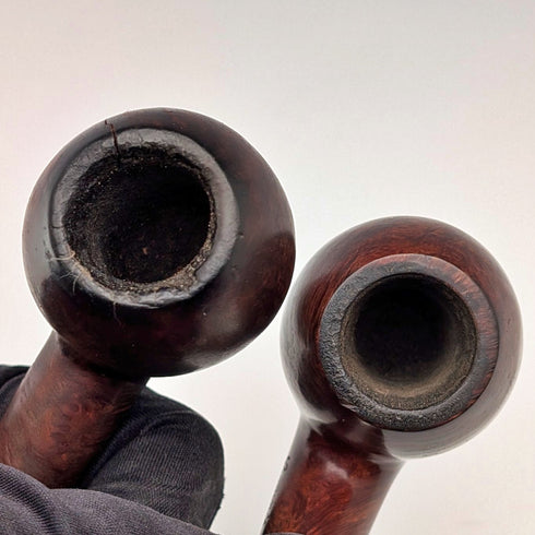 Early 20th Century British Antique Sterling Silver Estate Pipe Pair by Comoys, Case Included