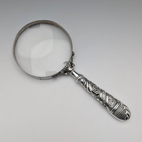 Circa 1900 British Antique Sterling Silver Handle Magnifying Glass