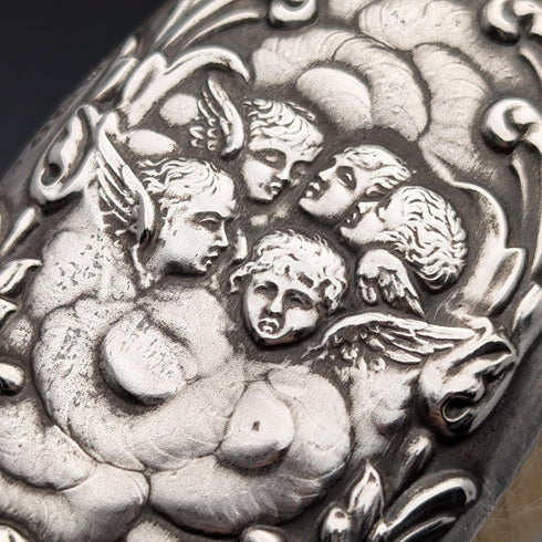 1909 British Antique Sterling Silver Decorative Handle Dressing Brush Set by Levi & Salaman