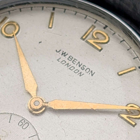 British vintage JW Benson men's mechanical wristwatch with alloy case, 15 jewels, in good working order