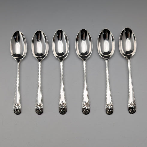 1897 British Antique Sterling Silver Teaspoons, Set of 6, 60g, Josiah Williams, with Case