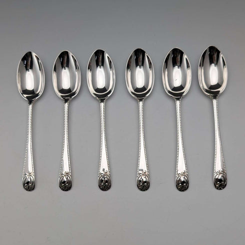 1897年英國古董純銀茶匙,一套6把,60克,喬賽亞威廉斯設計,附盒