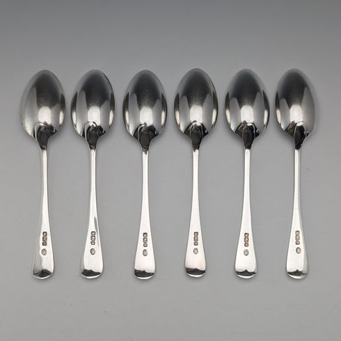 1893 British Antique Sterling Silver Teaspoons, Set of 6, 90g, John Round & Son, in Case