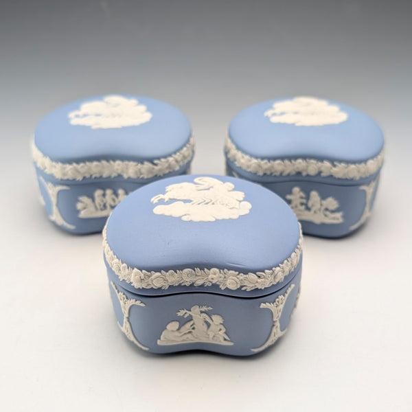 British Vintage Wedgwood Jasperware Bean-Shaped Box Trio