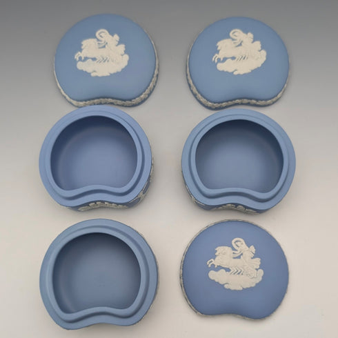 英國復古韋奇伍德碧玉器豆形盒三件套