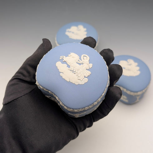 英國復古韋奇伍德碧玉器豆形盒三件套