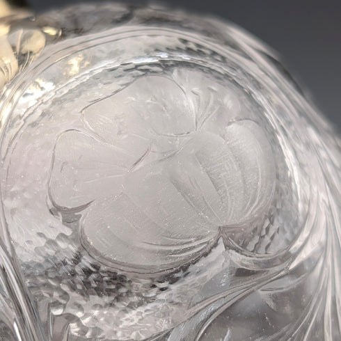 1923 British Antique Pure Silver Lid Perfume Bottle, Glass Perfume Bottle, Goldsmiths & Silversmiths