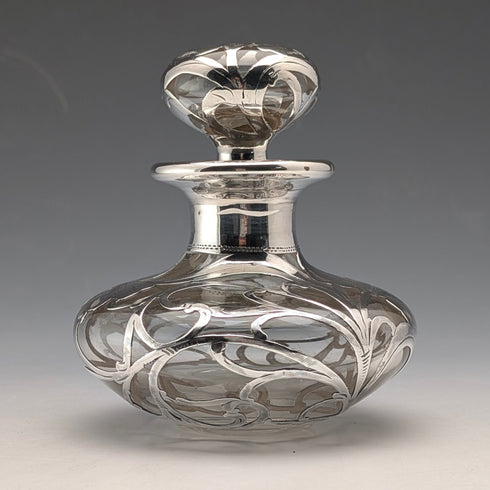 Vintage American silver-overlay perfume bottle, Art Nouveau, by ALVIN