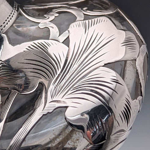 Vintage American silver-overlay perfume bottle, Art Nouveau, by ALVIN