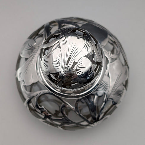 Vintage American silver-overlay perfume bottle, Art Nouveau, by ALVIN