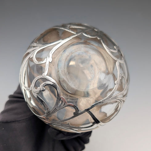 Vintage American silver-overlay perfume bottle, Art Nouveau, by ALVIN