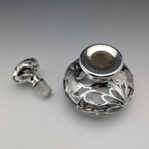 Vintage American silver-overlay perfume bottle, Art Nouveau, by ALVIN