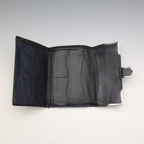 1933年英國B&T出品的復古純銀三折皮夾,黑色皮革材質。