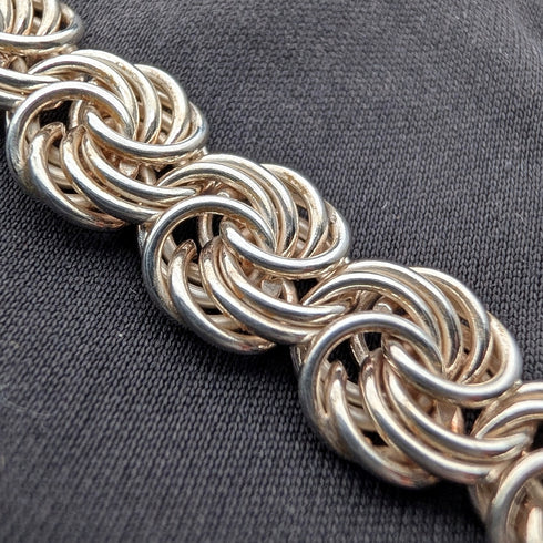 英國復古純銀拜占庭花卉鏈項鍊,42厘米,46克