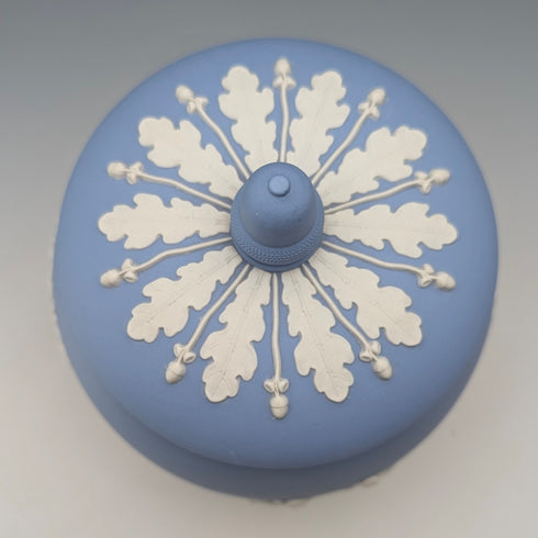 British Vintage Wedgwood Biscuit Barrel Jasperware in Pale Blue