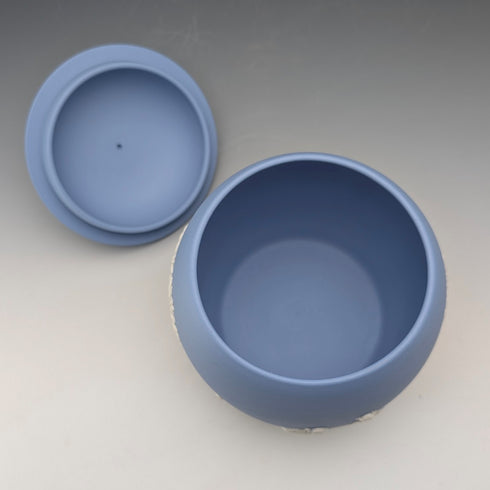 British Vintage Wedgwood Biscuit Barrel Jasperware in Pale Blue