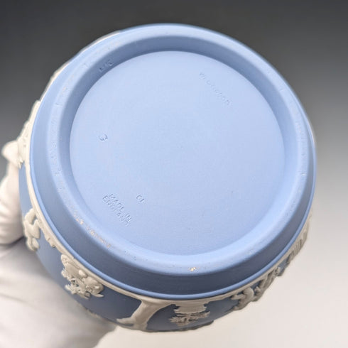 British Vintage Wedgwood Biscuit Barrel Jasperware in Pale Blue