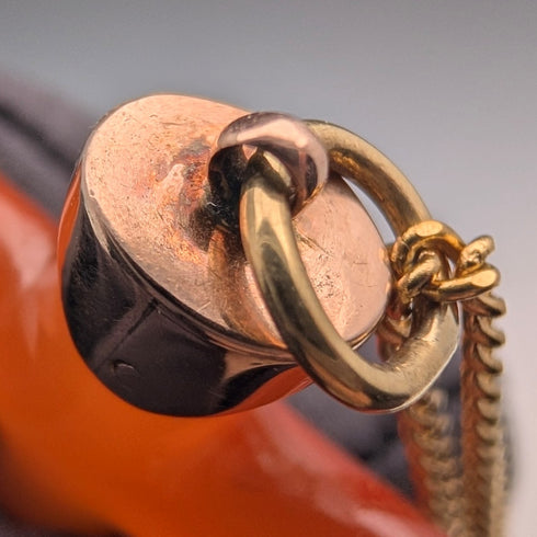 古董橙色琥珀十字架吊墜,配項鍊