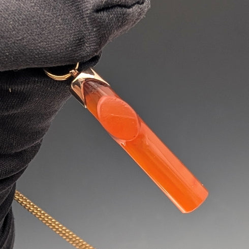 古董橙色琥珀十字架吊墜,配項鍊