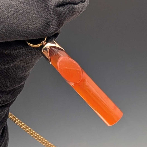 古董橙色琥珀十字架吊墜,配項鍊