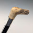 Antique black shaft, sterling silver embellishment, antler L-handle walking stick, 86cm