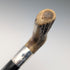 Antique black shaft, sterling silver embellishment, antler L-handle walking stick, 86cm