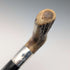 Antique black shaft, sterling silver embellishment, antler L-handle walking stick, 86cm