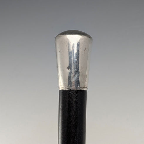 1953年英國老式黑色桿身純銀圓頭手柄手杖,81厘米