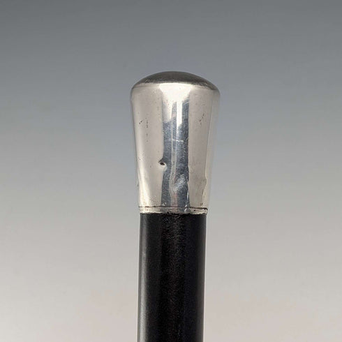 1953年英國老式黑色桿身純銀圓頭手柄手杖,81厘米