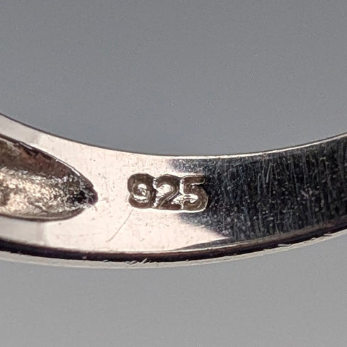 Vintage sterling silver smoky quartz and citrine enamel inlay ring (size 17)