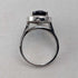 Vintage sterling silver drop-shaped blue cubic zirconia ring (size 12)