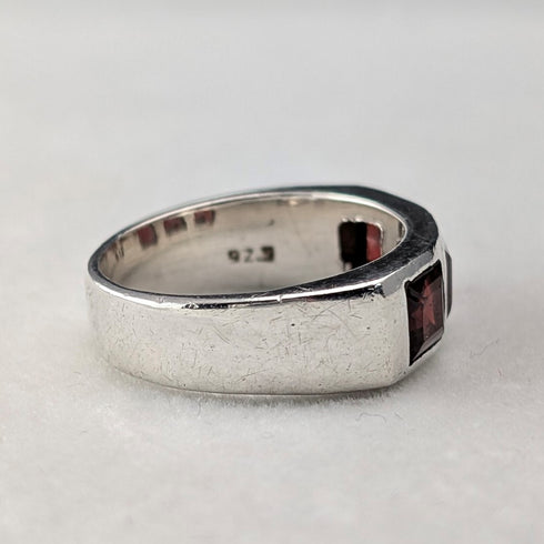 復古純銀石榴石戒指(17號)