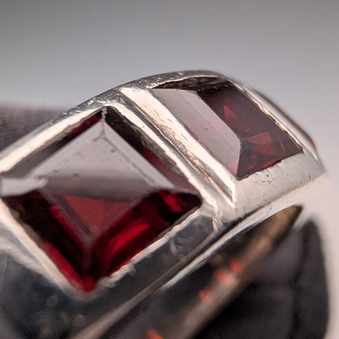 復古純銀石榴石戒指(17號)