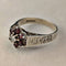 British Vintage Sterling Silver Garnet & Zirconia Flower Ring (Size 15)