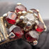 British Vintage Sterling Silver Garnet & Zirconia Flower Ring (Size 15)