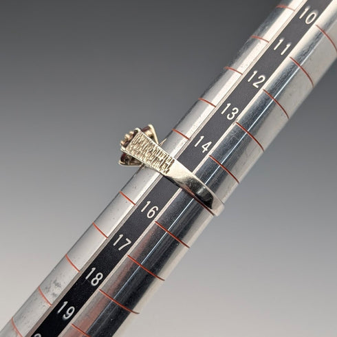 British Vintage Sterling Silver Garnet & Zirconia Flower Ring (Size 15)