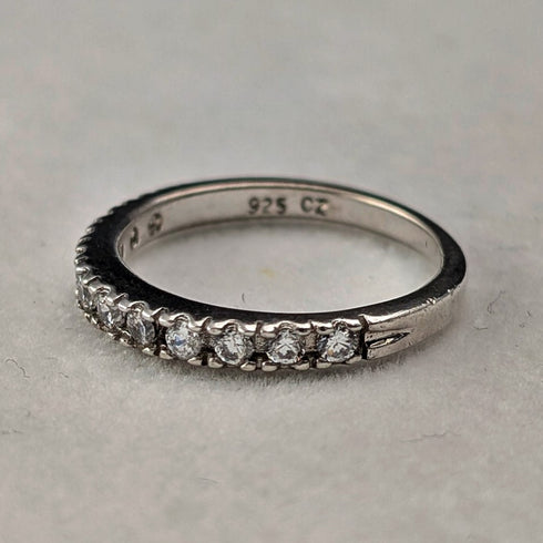 復古純銀立方氧化鋯半永恆戒指(11號)