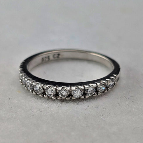 復古純銀立方氧化鋯半永恆戒指(11號)