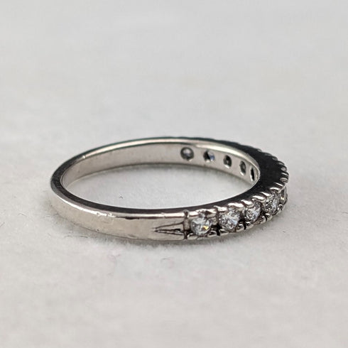 復古純銀立方氧化鋯半永恆戒指(11號)