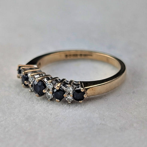 1991 British Vintage K9 Gold Sapphire & Zirconia Ring (Japanese size 12)